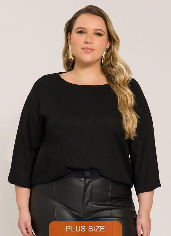 Lisamour - Blusa Manga Longa Ampla Preta