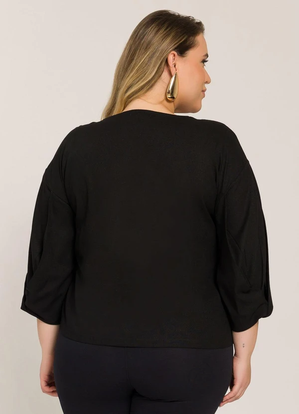 Lisamour - Blusa Manga Longa Ampla Preta 2