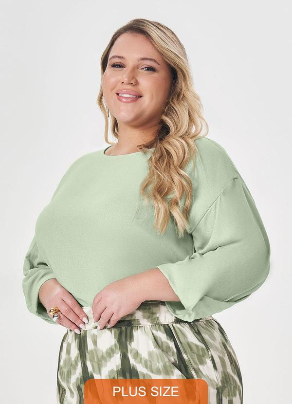 Lisamour - Blusa Manga Longa Ampla Verde