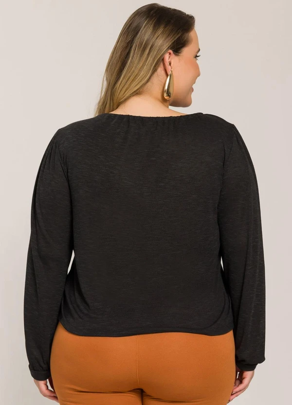 Lisamour - Blusa Manga Longa com Amarração Preta 2