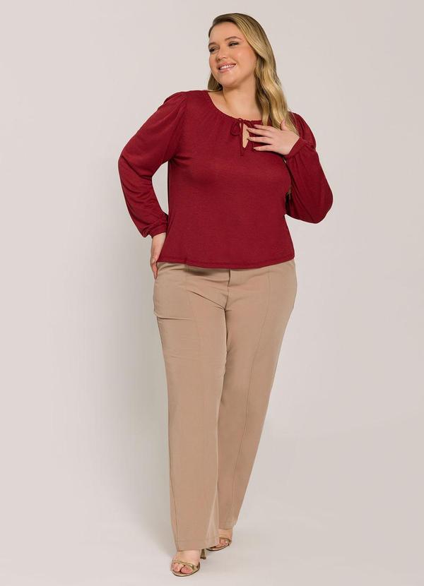 Lisamour - Blusa Manga Longa com Amarração Vermelha 3