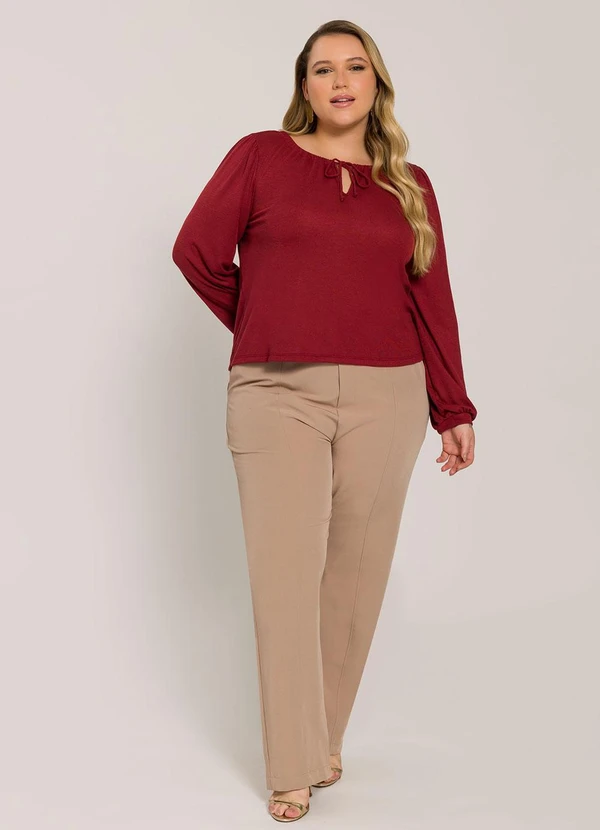 Lisamour - Blusa Manga Longa com Amarração Vermelha 4