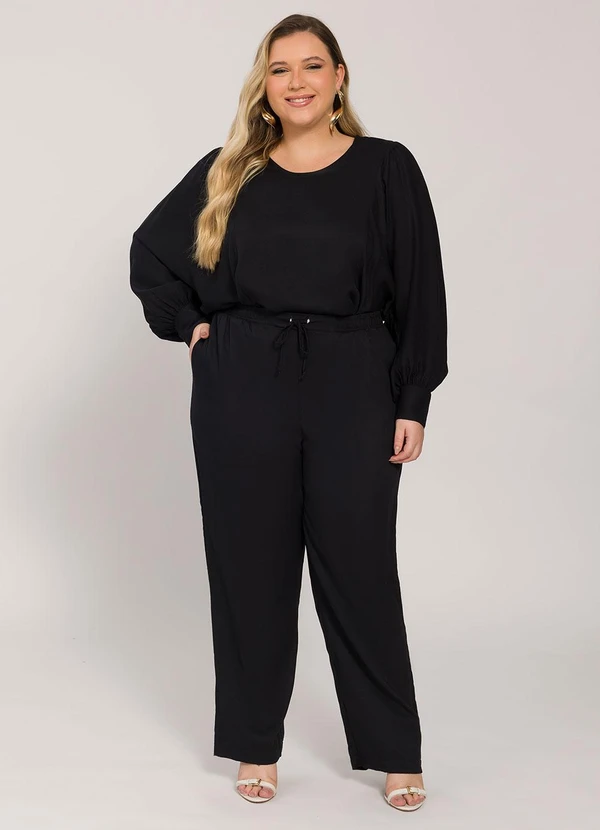 Lisamour - Blusa Manga Longa com Pregas nos Ombros Preto 3