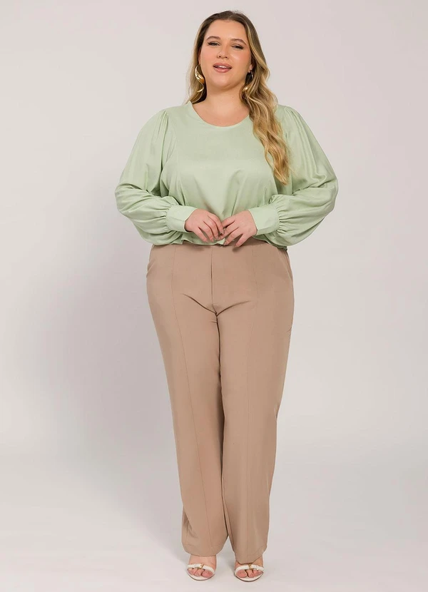 Lisamour - Blusa Manga Longa com Pregas nos Ombros Verde 3