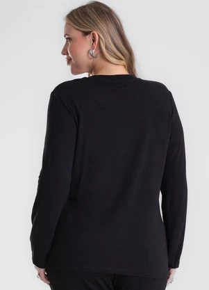Secret Glam - Blusa Manga Longa com Rebite Plus Size Preto - SECRET GLAM