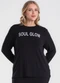 Secret Glam - Blusa Manga Longa com Rebite Plus Size Preto - variação: Preto