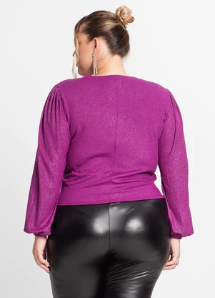 Secret Glam - Blusa Manga Longa em Ribana Canelada Roxo - SECRET GLAM