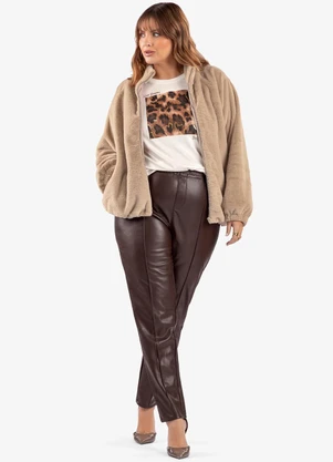 Secret Glam - Blusa Manga Longa Estampa Plus Size Bege - SECRET GLAM