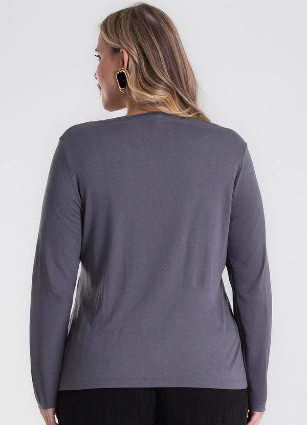 Secret Glam - Blusa Manga Longa Estampa Plus Size Cinza 2