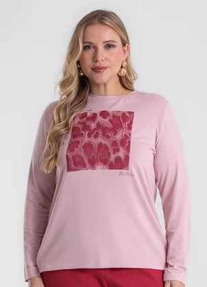 Secret Glam - Blusa Manga Longa Estampa Plus Size Rosa - SECRET GLAM