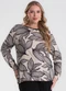Secret Glam - Blusa Manga Longa Estampada Plus Size Verde - variação: Bege