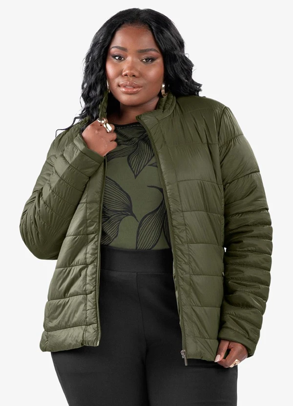 Secret Glam - Blusa Manga Longa Estampada Plus Size Verde