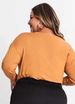 Secret Glam - Blusa Manga Longa Feminina Plus Size Marrom - SECRET GLAM