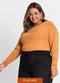 Secret Glam - Blusa Manga Longa Feminina Plus Size Marrom - variação: Marrom