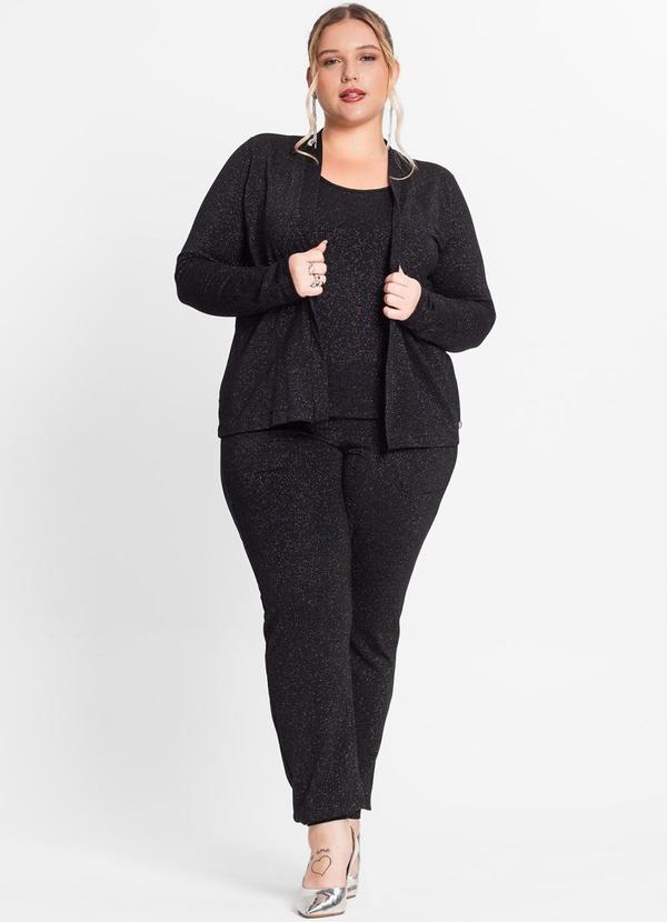 Secret Glam - Blusa Manga Longa Feminina Plus Size Preto 3