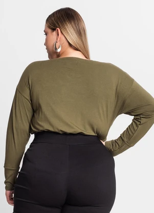 Secret Glam - Blusa Manga Longa Feminina Plus Size Verde - SECRET GLAM
