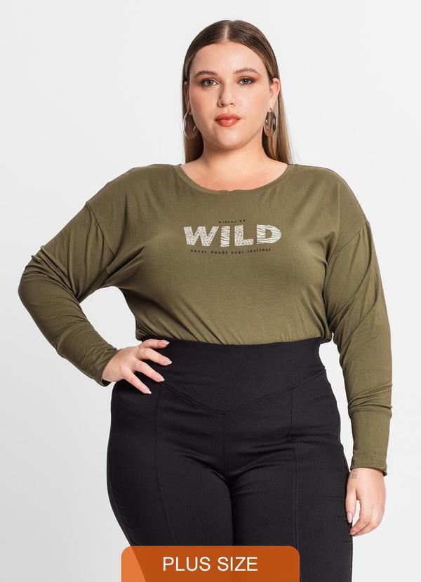 Secret Glam - Blusa Manga Longa Feminina Plus Size Verde