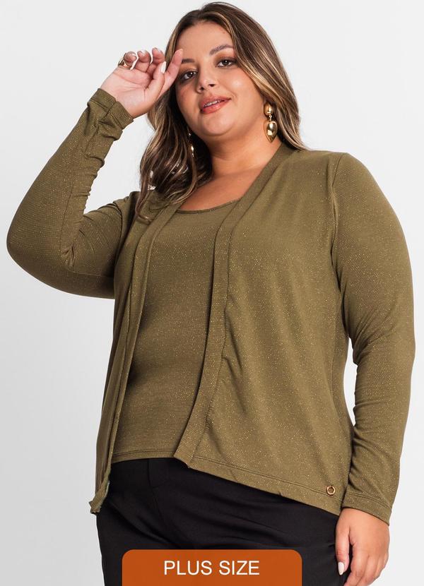 Secret Glam - Blusa Manga Longa Feminina Plus Size Verde