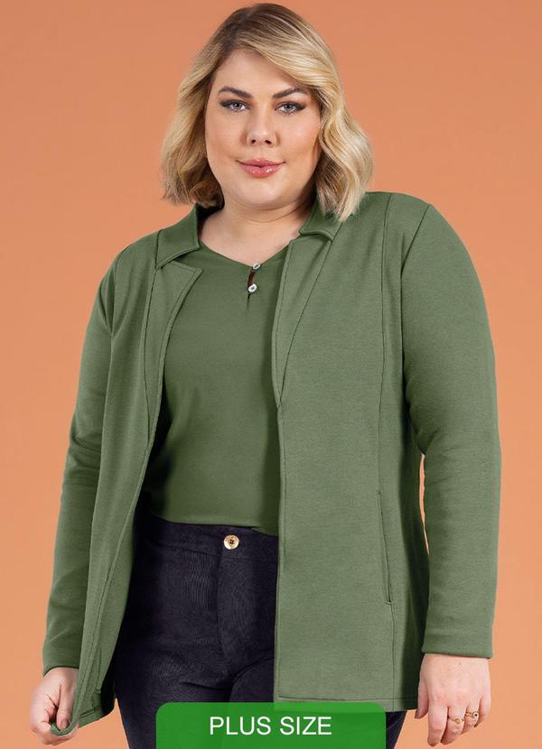 Cativa Plus Size - Blusa Manga Longa Feminino Plus Size Verde