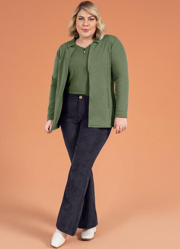 Cativa Plus Size - Blusa Manga Longa Feminino Plus Size Verde 2