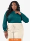 Secret Glam - Blusa Manga Longa Lastex Plus Size Vermelho - variação: Verde