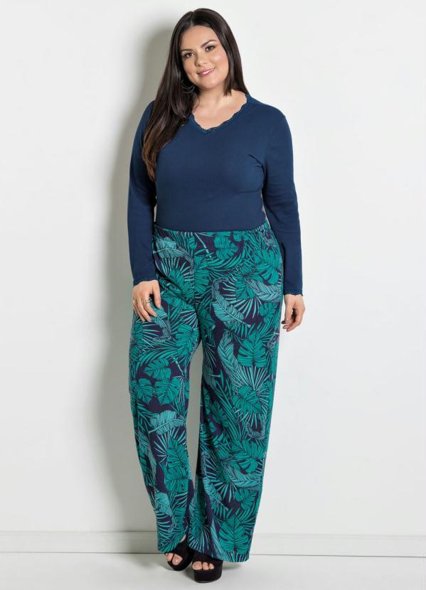 Marguerite - Blusa Manga Longa Marinho Plus Size 3