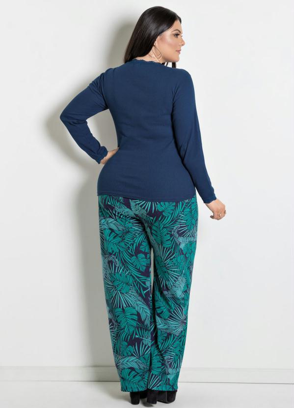 Marguerite - Blusa Manga Longa Marinho Plus Size 4