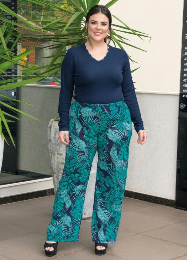 Marguerite - Blusa Manga Longa Marinho Plus Size 5