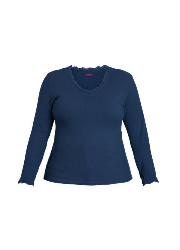 Marguerite - Blusa Manga Longa Marinho Plus Size 6