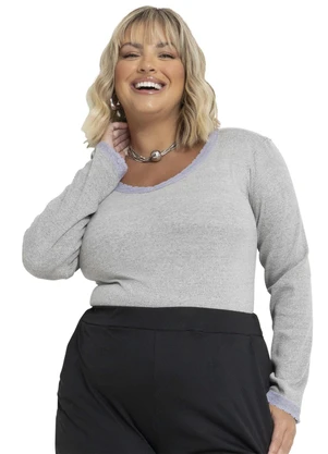 Marguerite - Blusa Manga Longa Mescla Plus Size - MARGUERITE