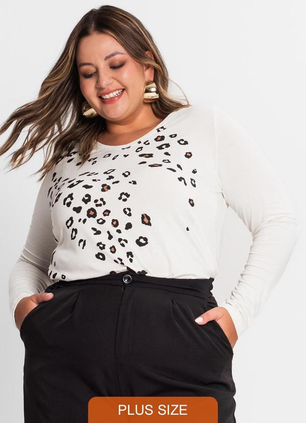 Secret Glam - Blusa Manga Longa Plus Size Bege