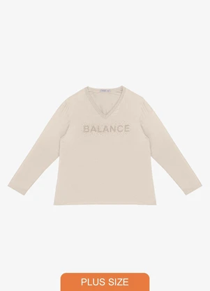 Secret Glam - Blusa Manga Longa Plus Size Bege - SECRET GLAM
