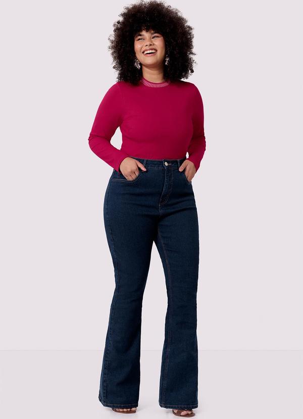 Lunender Mais Mulher - Blusa Manga Longa Plus Size Canelada com Retilínea Rosa 3