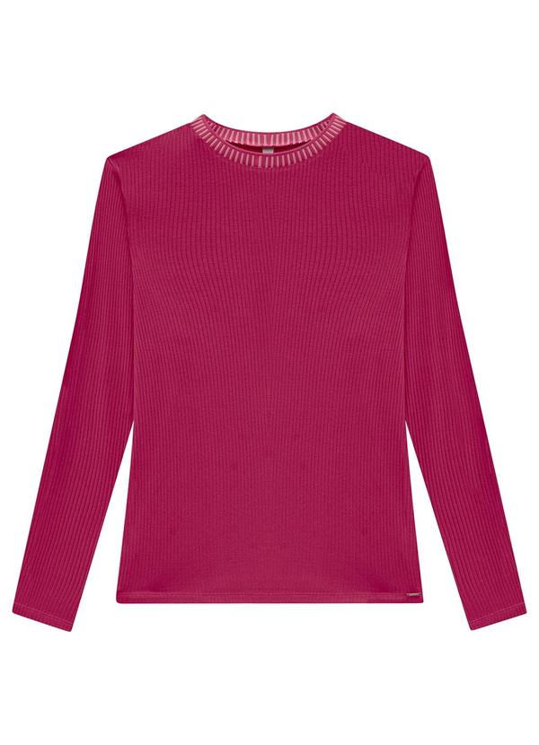 Lunender Mais Mulher - Blusa Manga Longa Plus Size Canelada com Retilínea Rosa 6