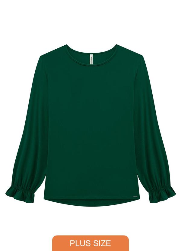 Lunender Mais Mulher - Blusa Manga Longa Plus Size em Malha Aveludada Verde