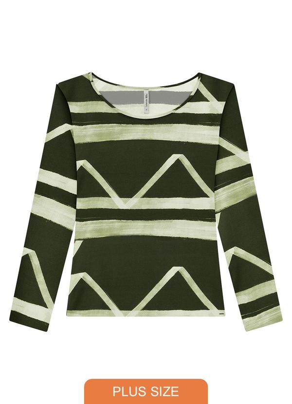 Lunender Mais Mulher - Blusa Manga Longa Plus Size em Malha Estampada Ve
