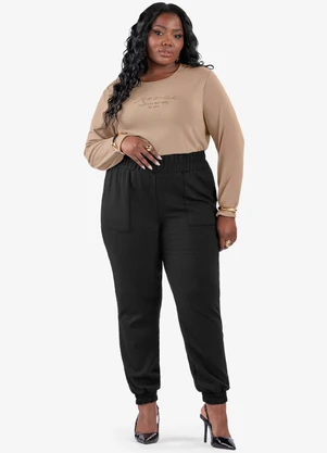 Secret Glam - Blusa Manga Longa Plus Size Marrom - SECRET GLAM