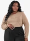 Secret Glam - Blusa Manga Longa Plus Size Marrom - variação: Marrom