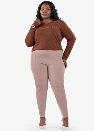 Secret Glam - Blusa Manga Longa Plus Size Marrom - SECRET GLAM