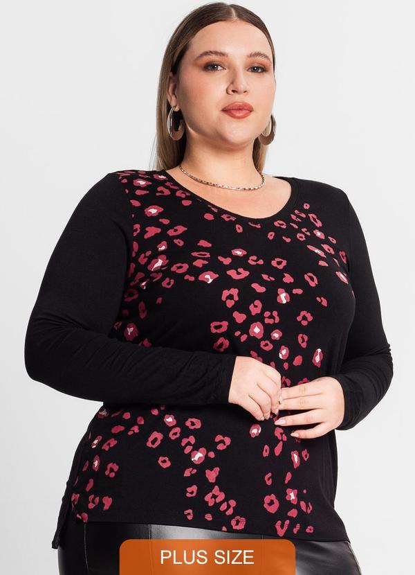 Secret Glam - Blusa Manga Longa Plus Size Preto