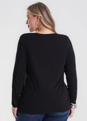 Secret Glam - Blusa Manga Longa Plus Size Preto - SECRET GLAM