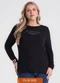 Secret Glam - Blusa Manga Longa Plus Size Vermelho - variação: Preto