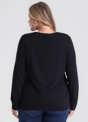 Secret Glam - Blusa Manga Longa Plus Size Preto - SECRET GLAM