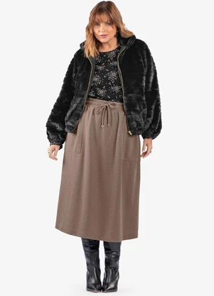 Secret Glam - Blusa Manga Longa Plus Size Preto - SECRET GLAM