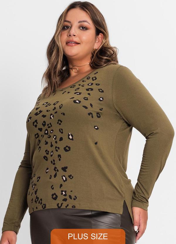 Secret Glam - Blusa Manga Longa Plus Size Verde