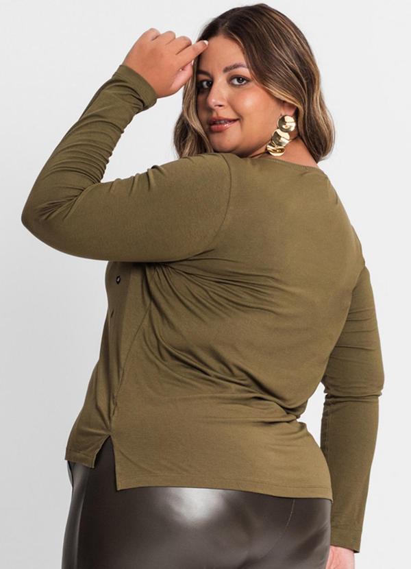 Secret Glam - Blusa Manga Longa Plus Size Verde 2