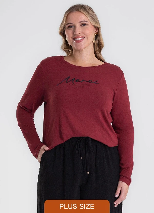 Secret Glam - Blusa Manga Longa Plus Size Vermelho 4