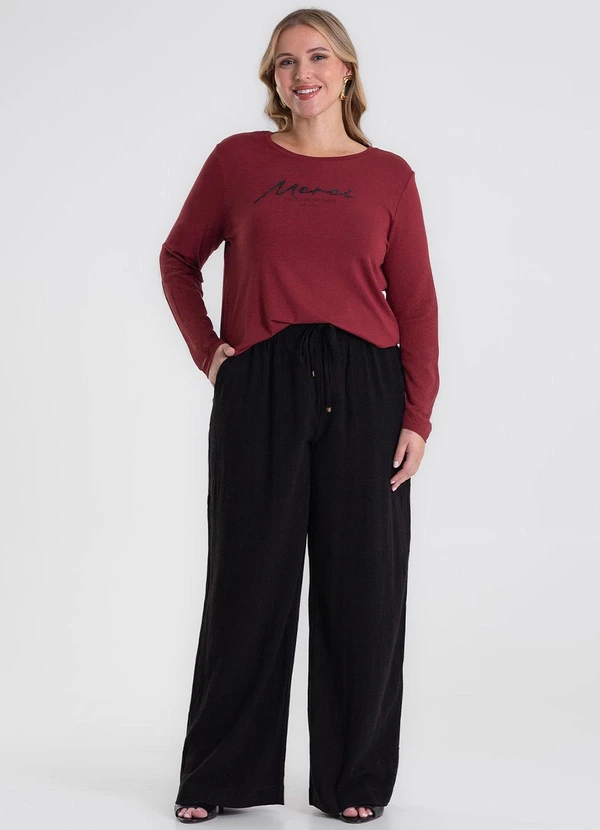 Secret Glam - Blusa Manga Longa Plus Size Vermelho 2