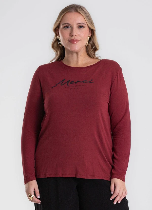 Secret Glam - Blusa Manga Longa Plus Size Vermelho 1