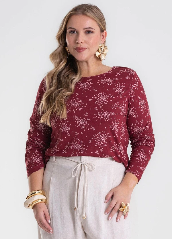 Secret Glam - Blusa Manga Longa Plus Size Vermelho 4